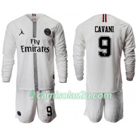 Camisolas de Futebol Paris Saint-Germain CAVANI 9 Jodan Branco Criança Equipamento 3ª 2018/19 Manga Comprida